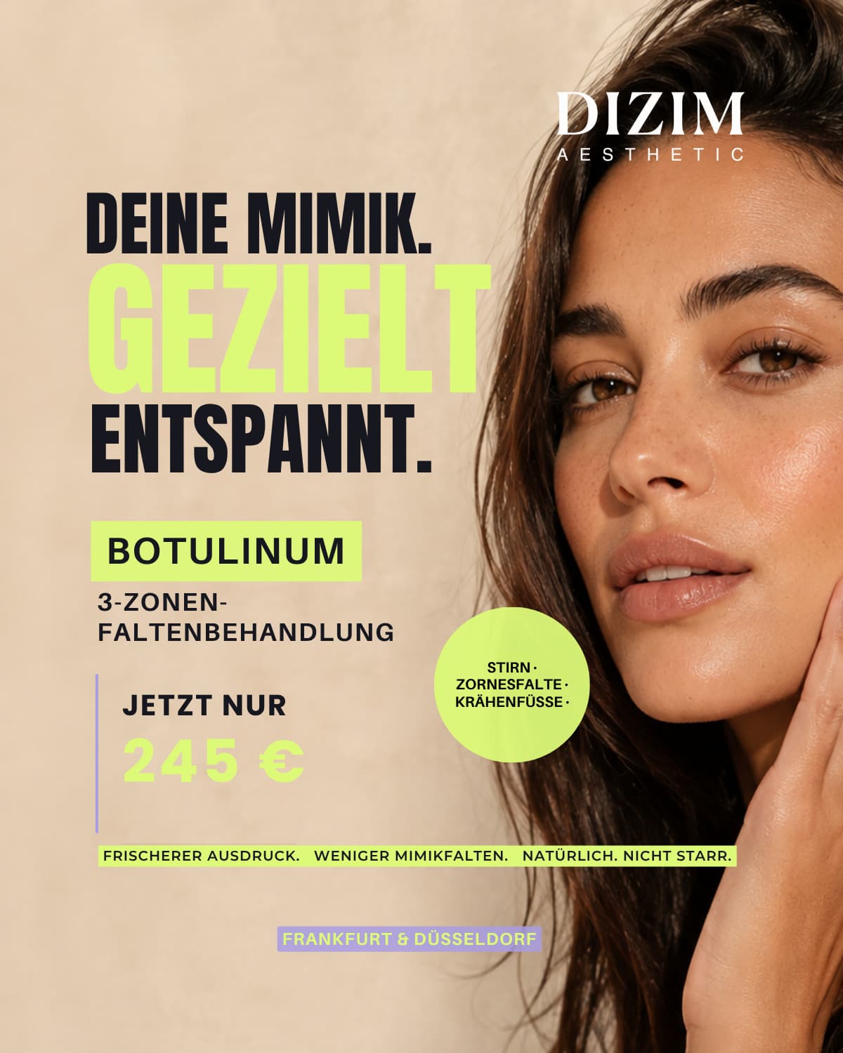 3-Zonen-Faltenbehandlung bei Dizim Aesthetic - jetzt 290 € statt 450 €